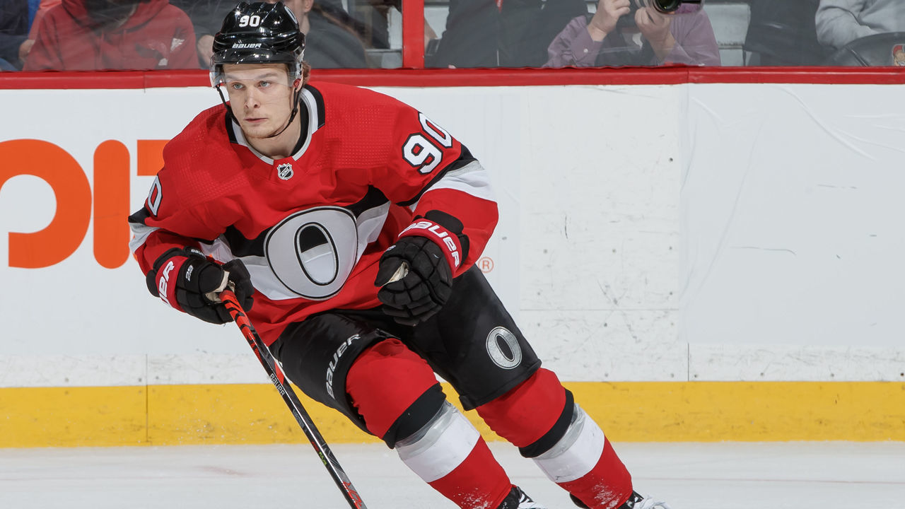 OTTAWA, ON - FEBRUARY 4: Vladislav Namestnikov #90 of the Ottawa Senators skates against the Anaheim Ducks at Canadian Tire Centre on February 4, 2020 in Ottawa, Ontario, Canada.
