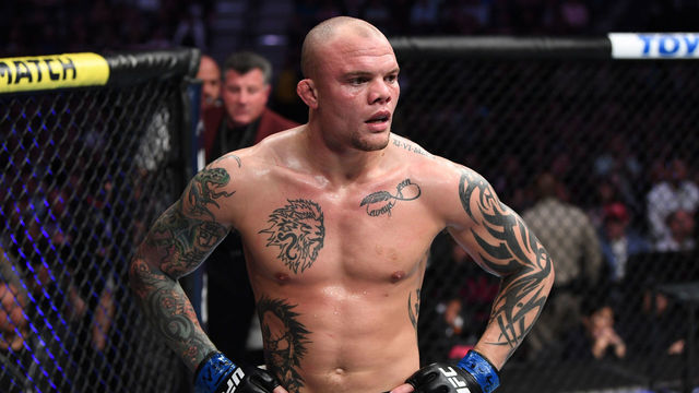 LAS VEGAS, NV - MARCH 02: Anthony Smith rests between rounds in his UFC light heavyweight championship bout during the UFC 235 event at T-Mobile Arena on March 2, 2019 in Las Vegas, Nevada.