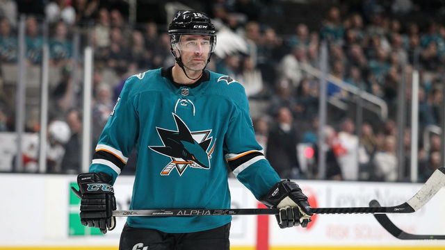 SAN JOSE, CA - FEBRUARY 17: Patrick Marleau #12 of the San Jose Sharks prepares for the play against the Florida Panthers at SAP Center on February 17, 2020 in San Jose, California