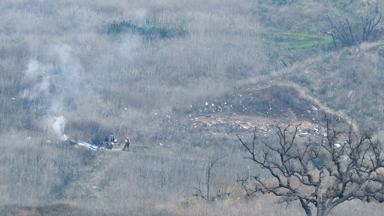 CALABASAS, CA - JANUARY 26: General views of the scenes surrounding the death of Kobe Bryant and his daughter Gianna Maria-Onore Bryant due to a helicopter crash on January 26, 2020 in Los Angeles, California.