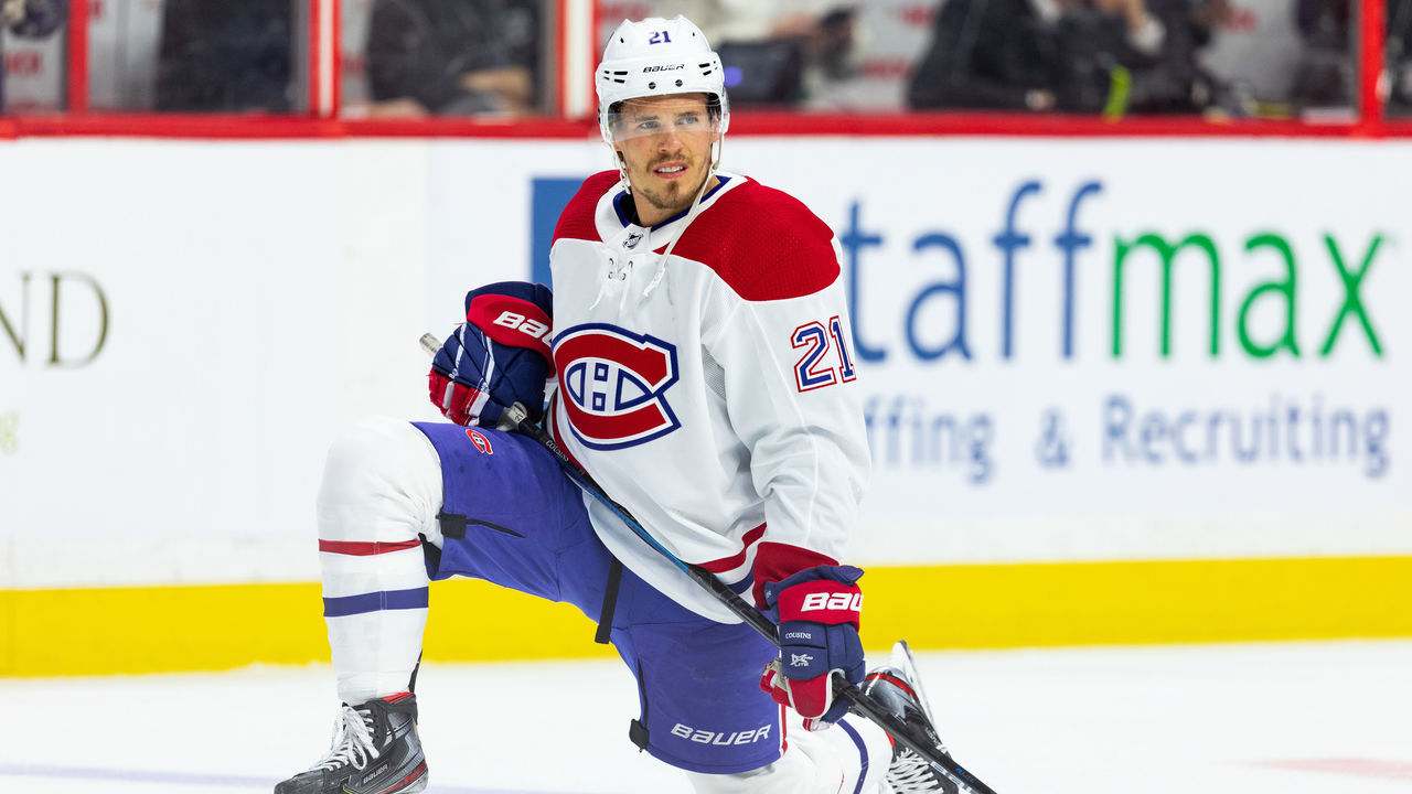 OTTAWA, ON - FEBRUARY 22: Montreal Canadiens Winger Nick Cousins (21) during warm-up before National Hockey League action between the Montreal Canadiens and Ottawa Senators on February 22, 2020, at Canadian Tire Centre in Ottawa, ON, Canada.