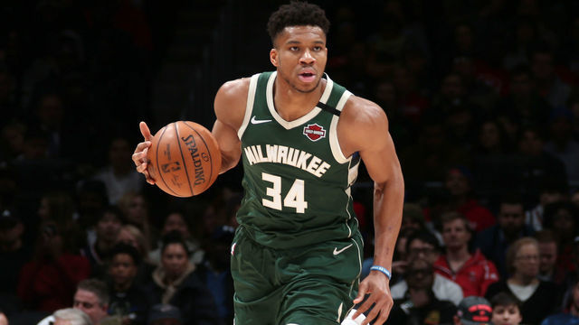 WASHINGTON, DC - FEBRUARY 24: Giannis Antetokounmpo #34 of the Milwaukee Bucks handles the ball during the game against the Washington Wizards on February 24, 2020 at Capital One Arena in Washington, DC. Mandatory Copyright Notice: Copyright 2020 NBAE