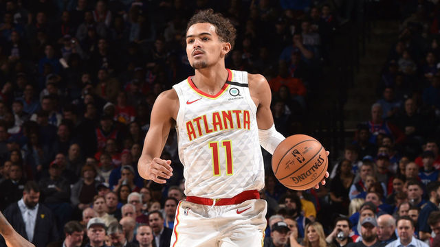 PHILADELPHIA, PA - FEBRUARY 24: Trae Young #11 of the Atlanta Hawks handles the ball against the Philadelphia 76ers on February 24, 2020 at the Wells Fargo Center in Philadelphia, Pennsylvania NOTE TO USER: User expressly acknowledges and agrees that, by downloading and/or using this Photograph, user is consenting to the terms and conditions of the Getty Images License Agreement. Mandatory Copyright Notice: Copyright 2020 NBAE
