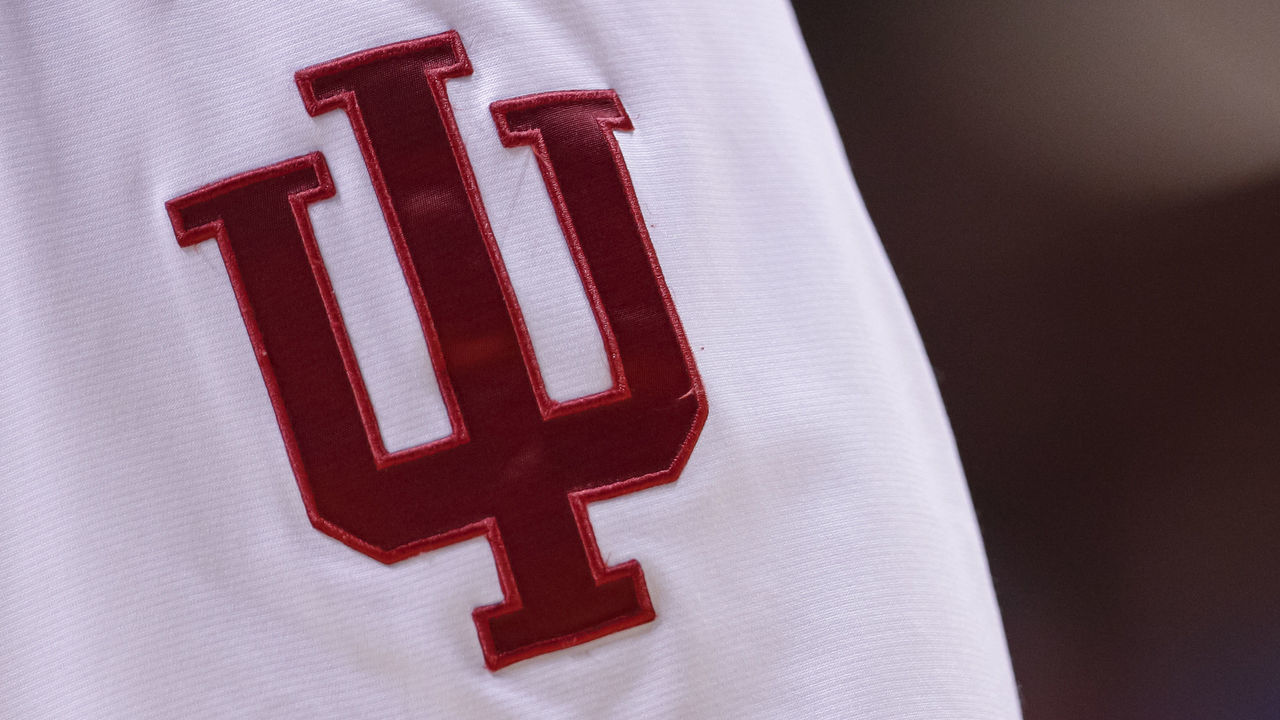 BLOOMINGTON, IN - FEBRUARY 13: An Indiana Hoosiers logo is seen on the shorts of a player during the game against the Iowa Hawkeyes at Assembly Hall on February 13, 2020 in Bloomington, Indiana.