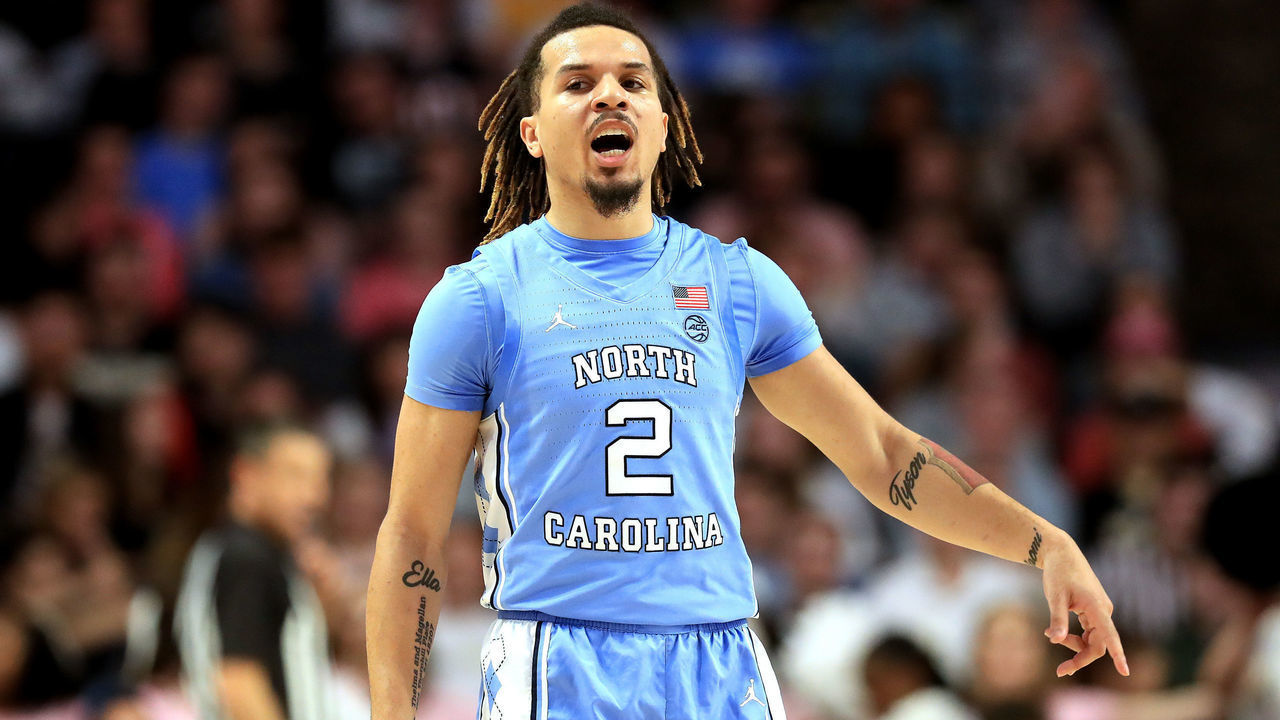 WINSTON-SALEM, NORTH CAROLINA - FEBRUARY 11: Cole Anthony #2 of the North Carolina Tar Heels reacts after a play against the Wake Forest Demon Deacons during their game at LJVM Coliseum Complex on February 11, 2020 in Winston-Salem, North Carolina.