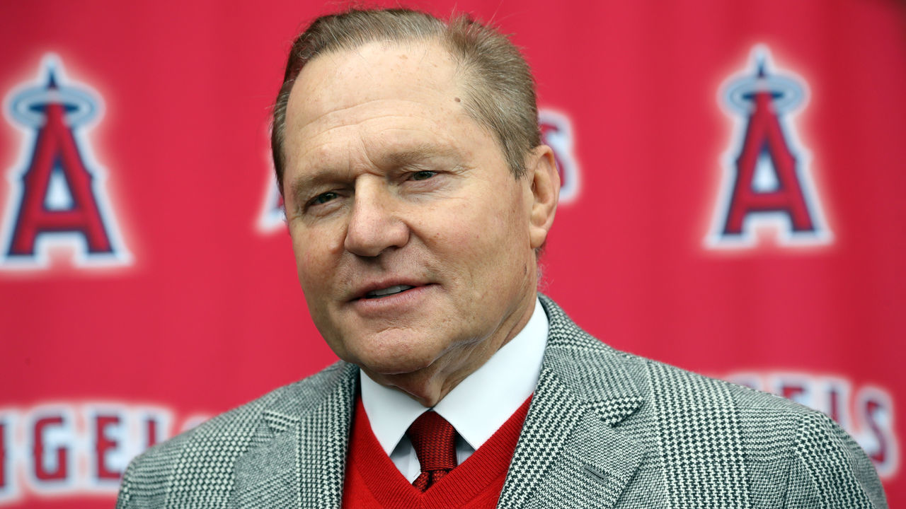 ANAHEIM, CA - DECEMBER 14: Agent Scott Boras speaks with members of the media following Anthony Rendon's introductory press conference at the Angel Stadium on December 14, 2019 in Anaheim, CA.
