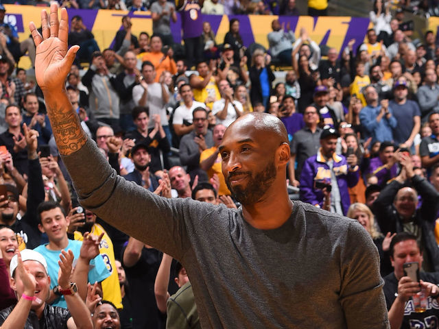 LOS ANGELES, CA - NOVEMBER 17: NBA legend, Kobe Bryant attends a game between the Los Angeles Lakers and the Atlanta Hawks on November 17, 2019 at STAPLES Center in Los Angeles, California. NOTE TO USER: User expressly acknowledges and agrees that, by downloading and/or using this Photograph, user is consenting to the terms and conditions of the Getty Images License Agreement. Mandatory Copyright Notice: Copyright 2019 NBAE