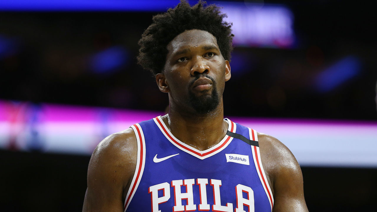 PHILADELPHIA, PA - FEBRUARY 24: Joel Embiid #21 of the Philadelphia 76ers in action against the Atlanta Hawks during an NBA basketball game at Wells Fargo Center on February 24, 2020 in Philadelphia, Pennsylvania. The Sixers defeated the Hawks 129-112.