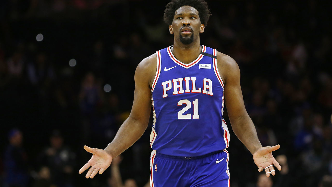 PHILADELPHIA, PA - FEBRUARY 24: Joel Embiid #21 of the Philadelphia 76ers in action against the Atlanta Hawks during an NBA basketball game at Wells Fargo Center on February 24, 2020 in Philadelphia, Pennsylvania. The Sixers defeated the Hawks 129-112.
