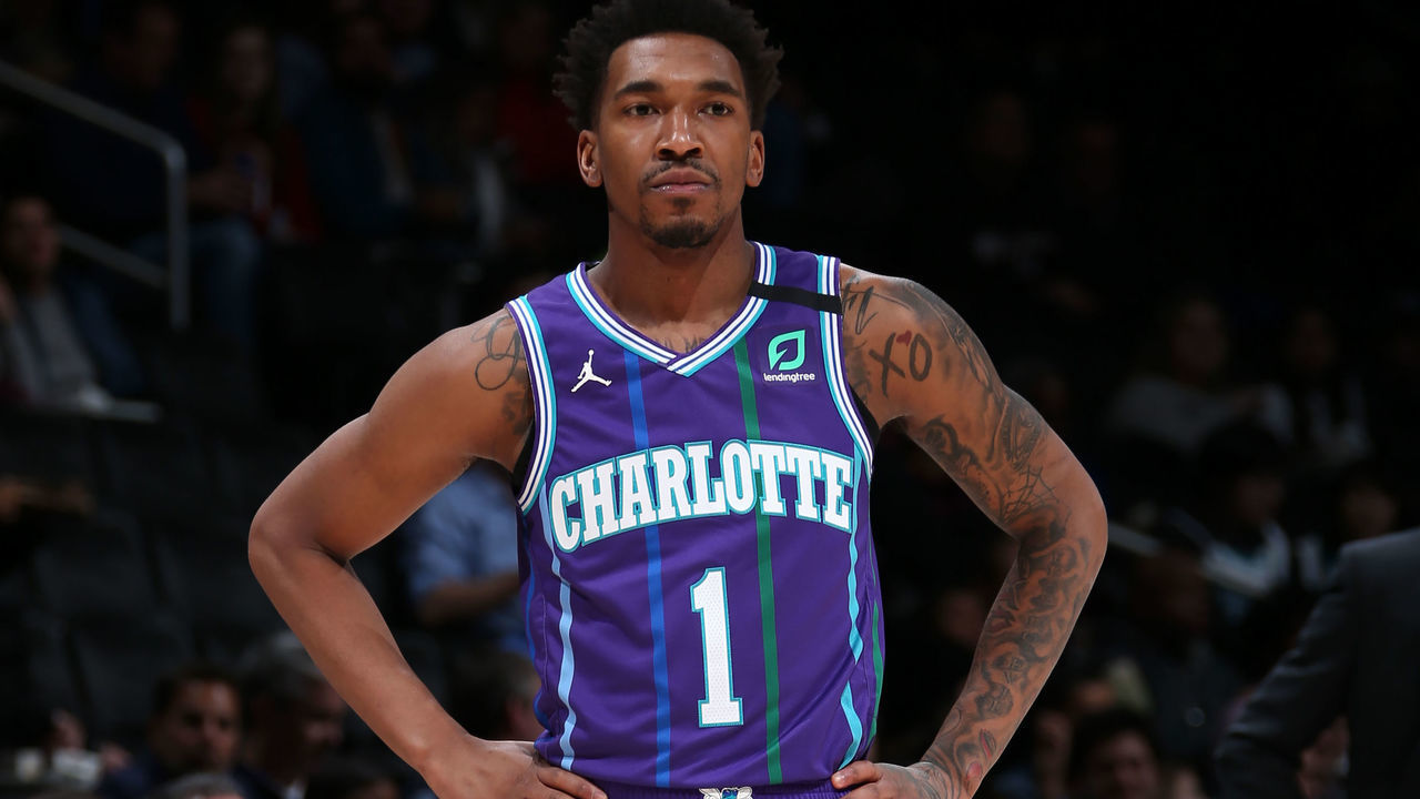 WASHINGTON, DC - JANUARY 30: Malik Monk #1 of the Charlotte Hornets looks on during the game against the Washington Wizards on January 30, 2020 at Capital One Arena in Washington, DC. Mandatory Copyright Notice: Copyright 2020 NBAE
