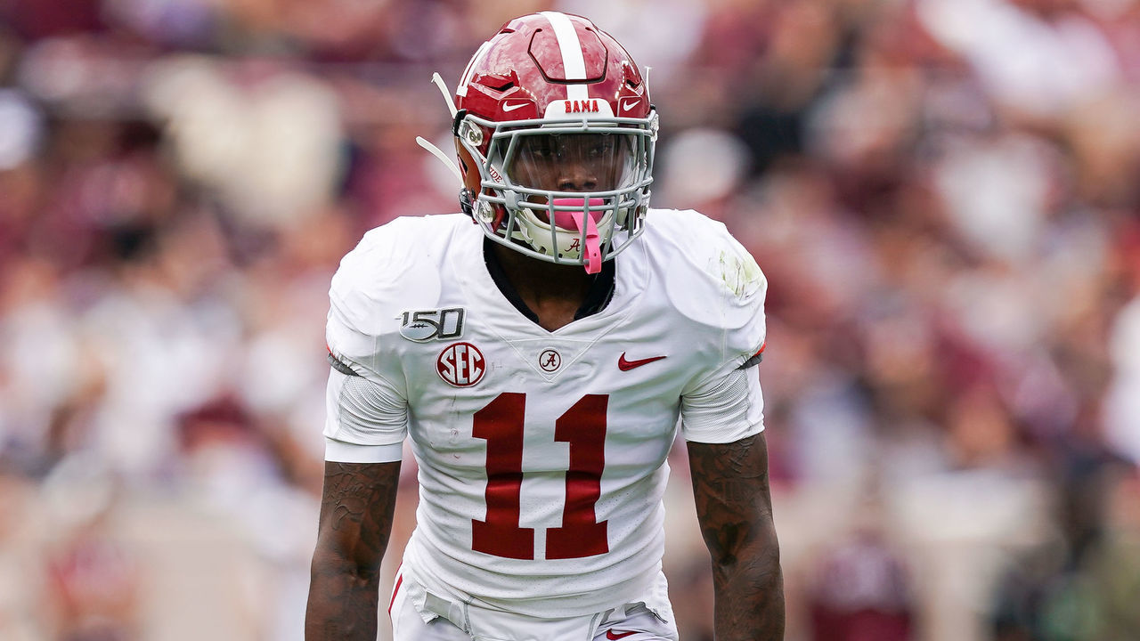 COLLEGE STATION, TX - OCTOBER 12: Alabama Crimson Tide wide receiver Henry Ruggs III (11) lines up during the college football game between the Alabama Crimson Tide and Texas A&M Aggies on October 12, 2019 at Kyle Field in College Station, Texas.
