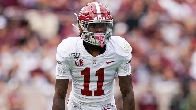 COLLEGE STATION, TX - OCTOBER 12: Alabama Crimson Tide wide receiver Henry Ruggs III (11) lines up during the college football game between the Alabama Crimson Tide and Texas A&M Aggies on October 12, 2019 at Kyle Field in College Station, Texas.