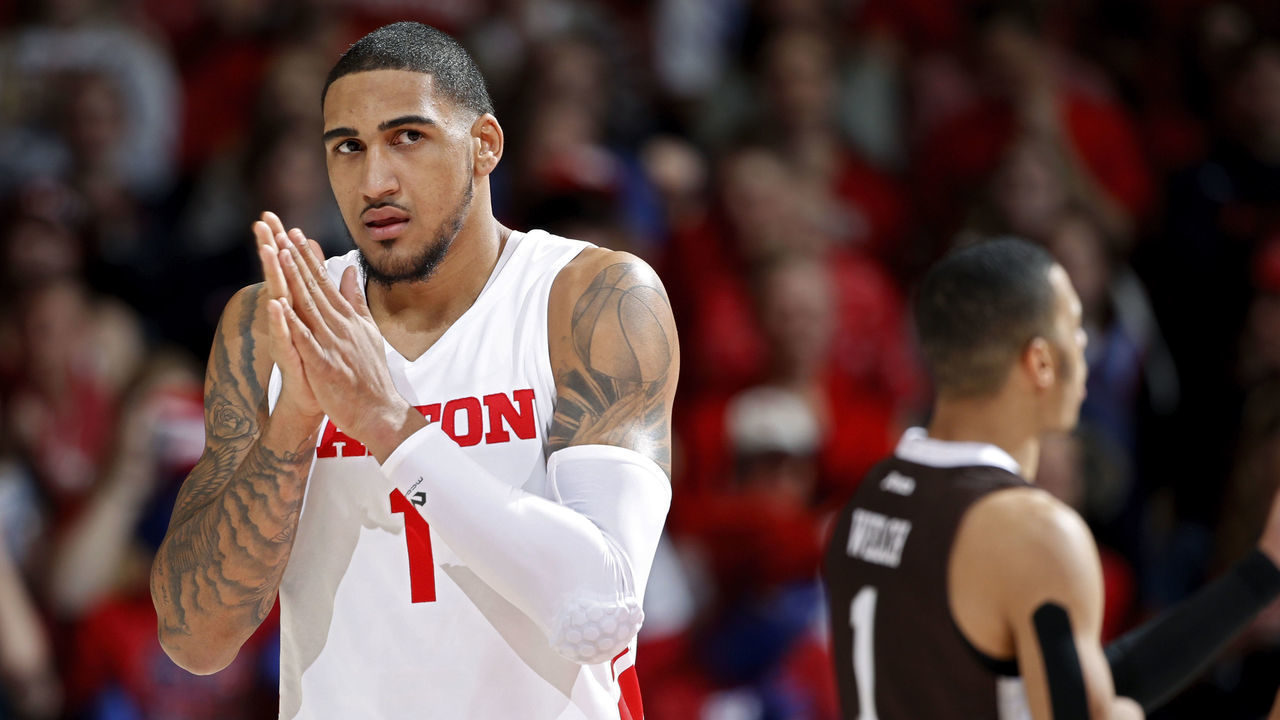 DAYTON, OH - JANUARY 22: Obi Toppin #1 of the Dayton Flyers looks on during a game against the St. Bonaventure Bonnies at UD Arena on January 22, 2020 in Dayton, Ohio. Dayton defeated St. Bonaventure 86-60.