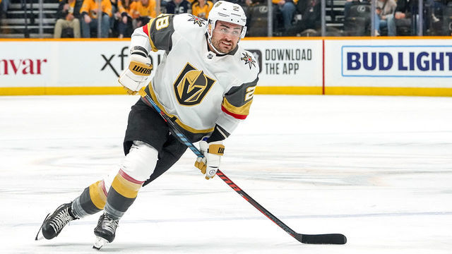 NASHVILLE, TN - FEBRUARY 1: William Carrier #28 of the Vegas Golden Knights skates against the Nashville Predators at Bridgestone Arena on February 1, 2020 in Nashville, Tennessee.