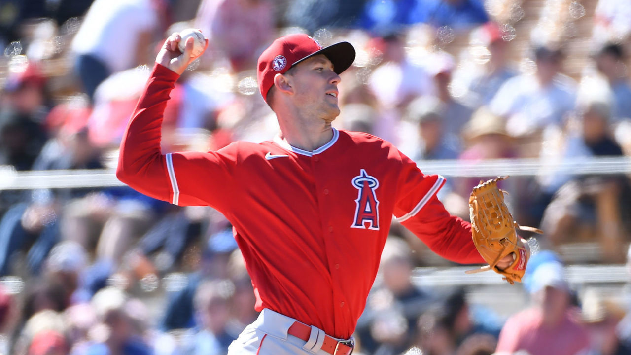GLENDALE, ARIZONA - FEBRUARY 26: Griffin Canning #74 of the Los Angeles Angels delivers a first inning pitch against the Los Angeles Dodgers during a spring training game at Camelback Ranch on February 26, 2020 in Glendale, Arizona.