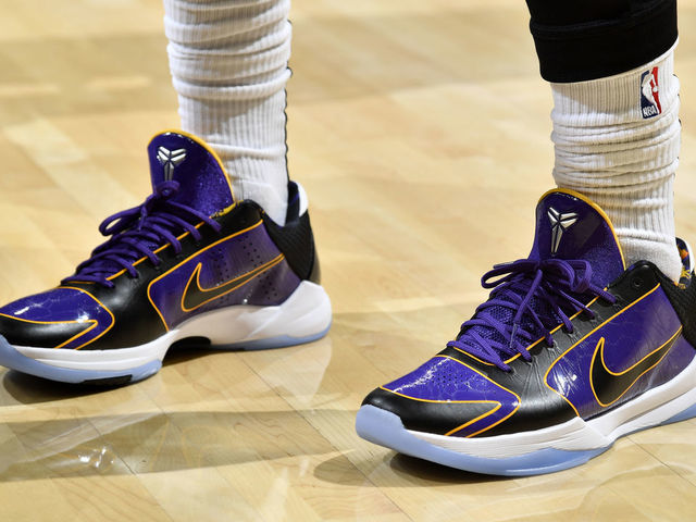 SAN ANTONIO, TX - FEBRUARY 26: The sneakers worn DeMar DeRozan #10 of the San Antonio Spurs during the game against the Dallas Mavericks by during the game on February 26, 2020 at the AT&T Center in San Antonio, Texas. Mandatory Copyright Notice: Copyright 2020 NBAE (Photos by Logan Riely/NBAE via Getty Images)