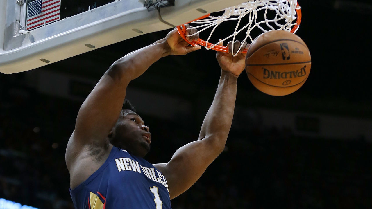 NEW ORLEANS, LOUISIANA - FEBRUARY 28: Zion Williamson #1 of the New Orleans Pelicans dunks against the Cleveland Cavaliers during the first half at the Smoothie King Center on February 28, 2020 in New Orleans, Louisiana.