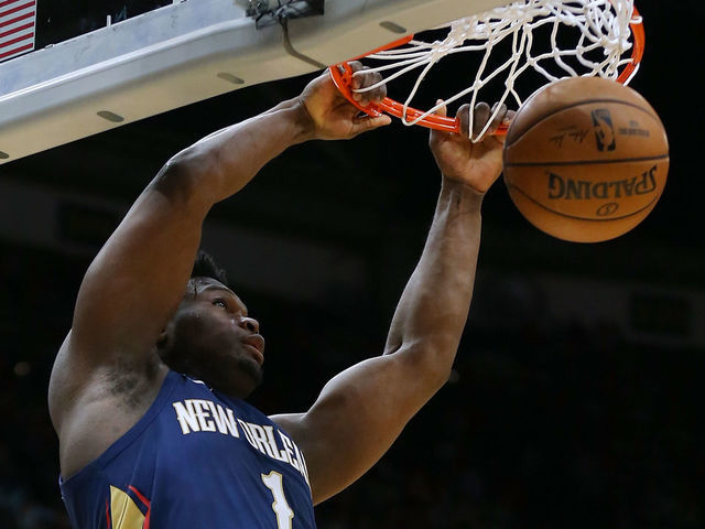 NEW ORLEANS, LOUISIANA - FEBRUARY 28: Zion Williamson #1 of the New Orleans Pelicans dunks against the Cleveland Cavaliers during the first half at the Smoothie King Center on February 28, 2020 in New Orleans, Louisiana.