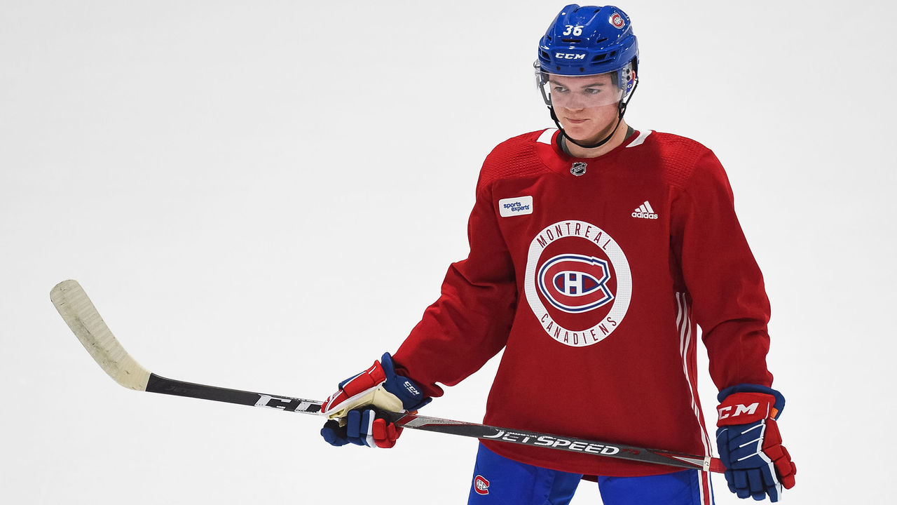 BROSSARD, QC - JUNE 26: Look on Montreal Canadiens right wing Cole Caufield (36) during the Montreal Canadiens Development Camp on June 26, 2019, at Bell Sports Complex in Brossard, QC