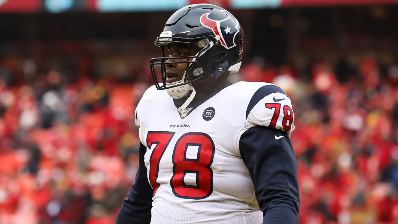 KANSAS CITY, MO - JANUARY 12: Houston Texans offensive tackle Laremy Tunsil (78) before an NFL Divisional round playoff game between the Houston Texans and Kansas City Chiefs on January 12, 2020 at Arrowhead Stadium in Kansas City, MO.