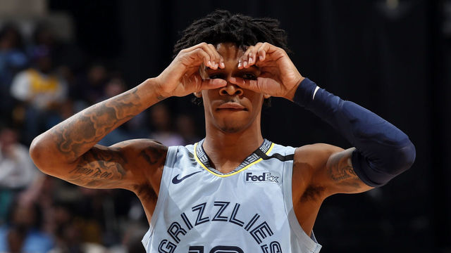 MEMPHIS, TN - FEBRUARY 29: Ja Morant #12 of the Memphis Grizzlies reacts to a play during the game against the Los Angeles Lakers on February 29, 2020 at FedExForum in Memphis, Tennessee. Mandatory Copyright Notice: Copyright 2020 NBAE