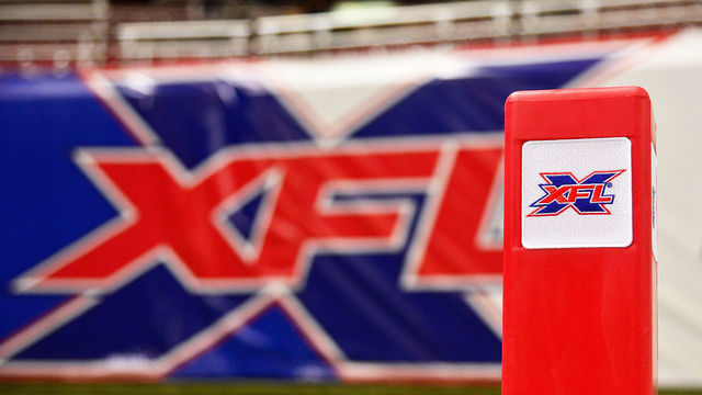 ST LOUIS, MO - FEBRUARY 23: An XFL end zone pylon prior to an XFL game between the St. Louis Battlehawks and the NY Guardians at The Dome at America Center on February 23, 2020 in St Louis, Missouri.