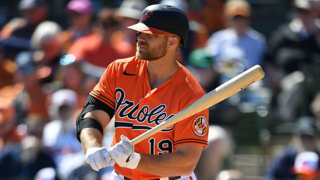 DUNEDIN, FLORIDA - FEBRUARY 29: Chris Davis #19 of the Baltimore Orioles at bat in the third inning during the spring training game against the Miami Marlins at Ed Smith Stadium on February 29, 2020 in Dunedin, Florida.