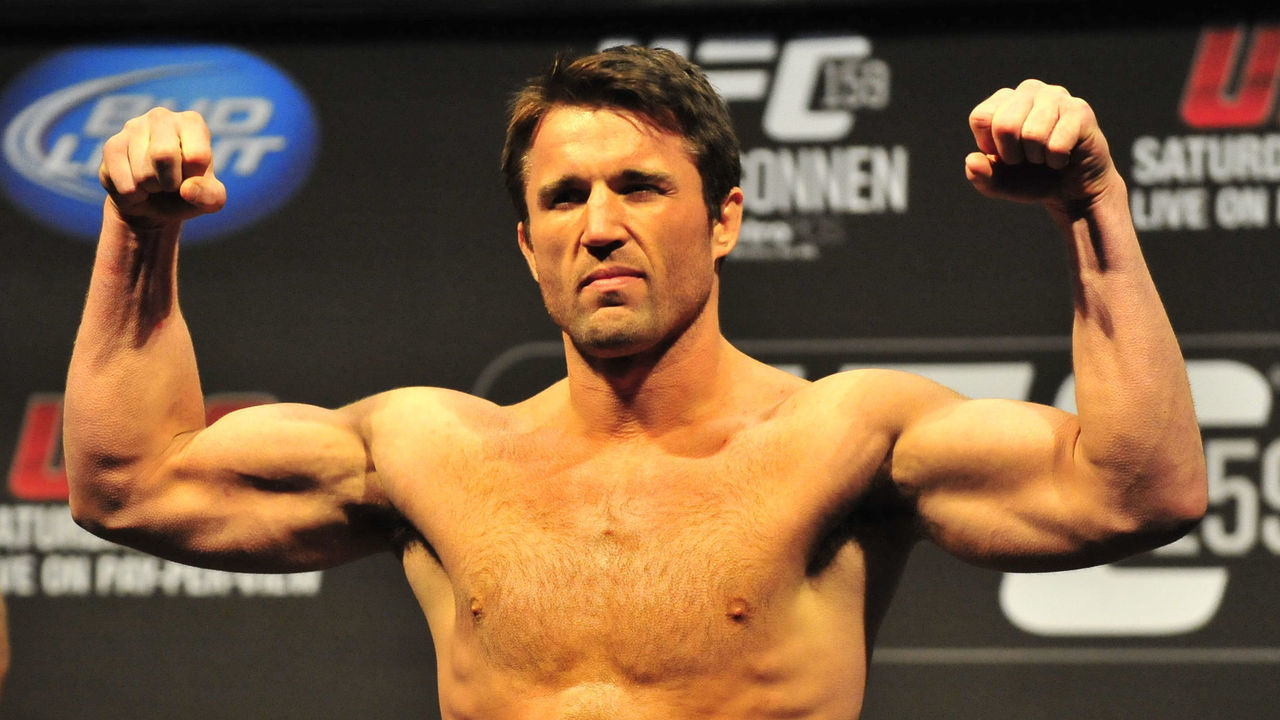 NEWARK, NEW JERSEY - APRIL 26, 2013: Chael Sonnen weighs in during the UFC 159 Jones v Sonnen official weigh in at Prudential Center on April 26, 2013 in Newark, New Jersey. (David Dermer/Diamond Images/Getty Images)