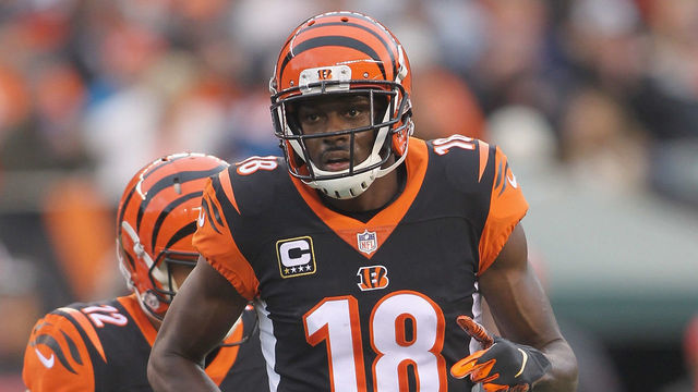 CINCINNATI, OH - OCTOBER 28: A.J. Green #18 of the Cincinnati Bengals runs to the line of scrimmage during the game against the Tampa Bay Bucccaneers at Paul Brown Stadium on October 28, 2018 in Cincinnati, Ohio. The Bengals defeated the Buccaneers 37-34.