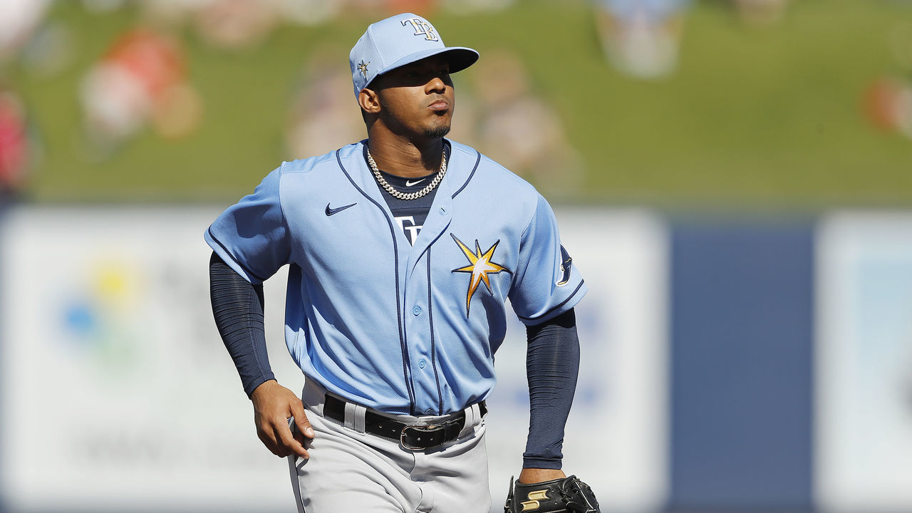 WEST PALM BEACH, FLORIDA - FEBRUARY 28: Wander Franco #80 of the Tampa Bay Rays in action during a Grapefruit League spring training game against the Washington Nationals at FITTEAM Ballpark of The Palm Beaches on February 28, 2020 in West Palm Beach, Florida.