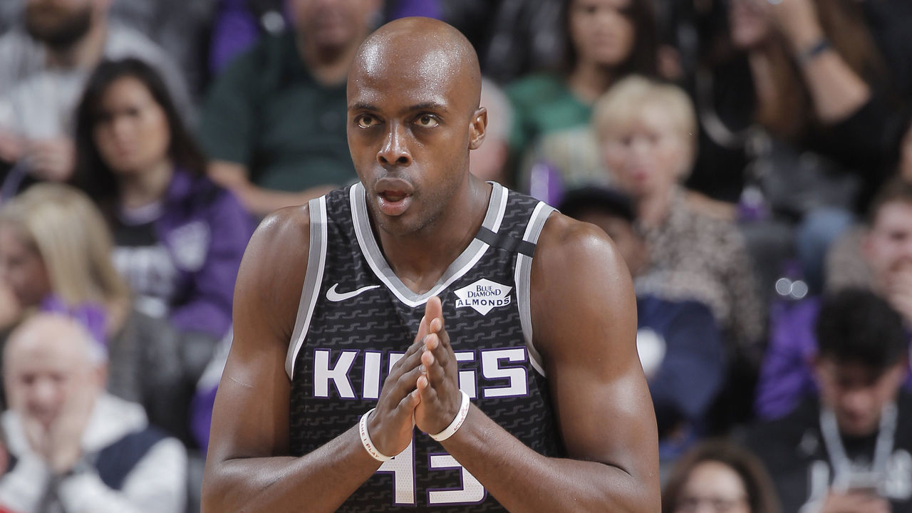 SACRAMENTO, CA - FEBRUARY 1: Anthony Tolliver #43 of the Sacramento Kings looks on during the game against the Los Angeles Lakers on February 1, 2020 at Golden 1 Center in Sacramento, California. NOTE TO USER: User expressly acknowledges and agrees that, by downloading and or using this photograph, User is consenting to the terms and conditions of the Getty Images Agreement. Mandatory Copyright Notice: Copyright 2020 NBAE