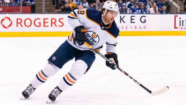 TORONTO, ON - JANUARY 6: James Neal #18 of the Edmonton Oilers skates against the Toronto Maple Leafs during the first period at the Scotiabank Arena on January 6, 2020 in Toronto, Ontario, Canada.
