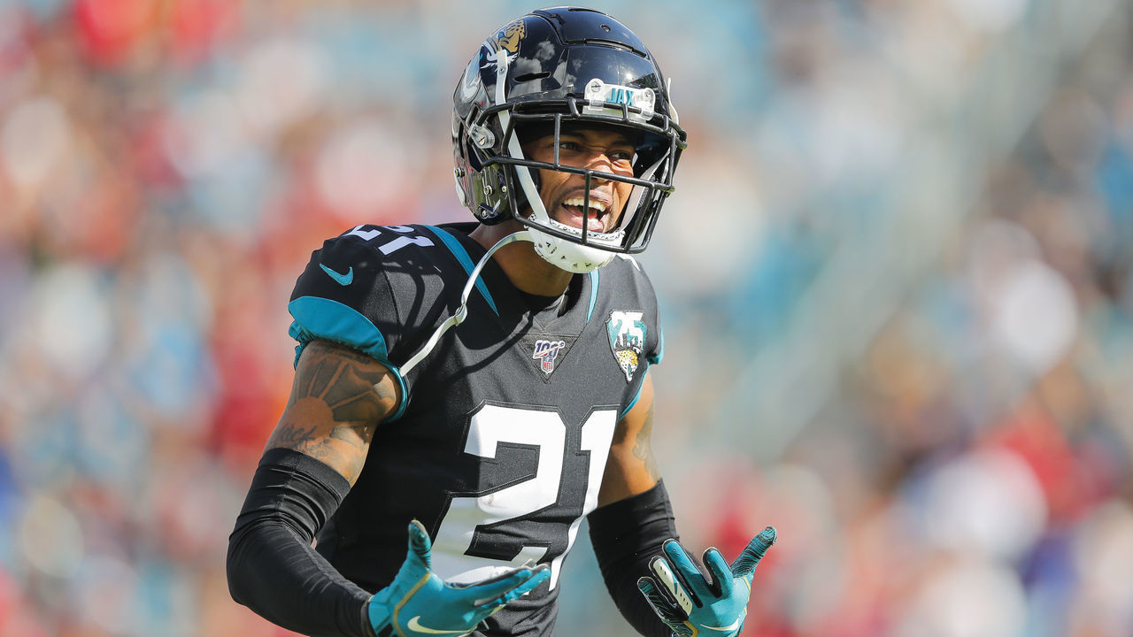 JACKSONVILLE, FLORIDA - DECEMBER 01: A.J. Bouye #21 of the Jacksonville Jaguars reacts to a call during the second quarter of a game against the Tampa Bay Buccaneers at TIAA Bank Field on December 01, 2019 in Jacksonville, Florida.