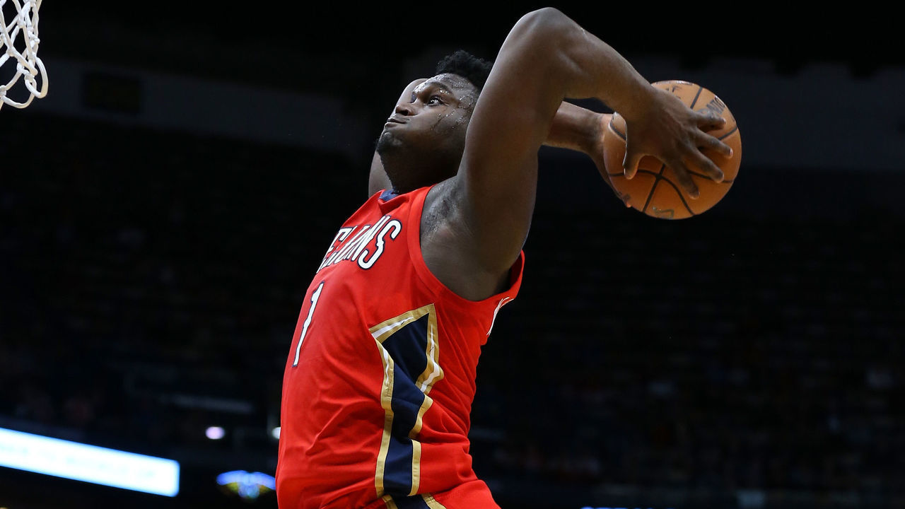 NEW ORLEANS, LOUISIANA - MARCH 03: Zion Williamson #1 of the New Orleans Pelicans dunks against the Minnesota Timberwolves during the first half at the Smoothie King Center on March 03, 2020 in New Orleans, Louisiana.