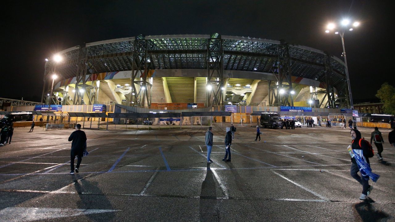 NAPOLI, ITALY - NOVEMBER 5: Stadio San Paolo from outside during the Group E - UEFA Champions League match between SSC Napoli and RB Salzburg at Stadio San Paolo on November 5, 2019 in Napoli, Italy.