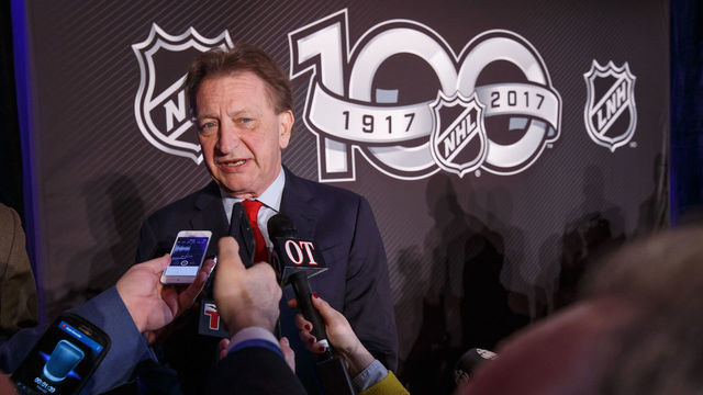 OTTAWA, ON - MARCH 17: Ottawa Senators Owner, Governor & Chairman Eugene Melnyk speaks to media during the 2017 Scotiabank NHL 100 Classic announcement at the Chateau Laurier on March 17, 2017 in Ottawa, Ontario, Canada.