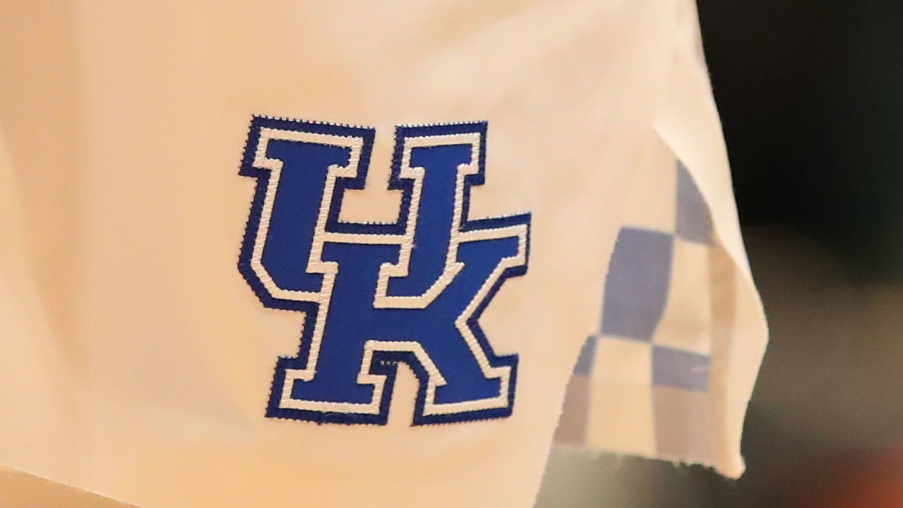 NEW YORK, NY - NOVEMBER 05: A general view of the Kentucky Wildcats logo during the second half of the 2019 State Farm Champions Classic college basketball game between the Michigan State Spartans and the Kentucky Wildcats on November 5, 2019 at Madison Square Garden in New York, NY.