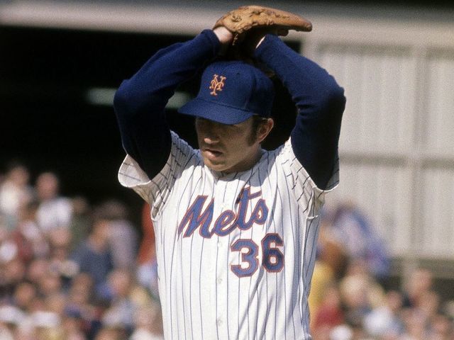 QUEENS, NY - OCTOBER 16: Jerry Koosman #36 of the New York Mets winds up to throws a pitch against the Baltimore Orioles during game 5 of the 1969 world series October 16, 1969 at Shea Stadium In Queens, New York. The Mets won the Series 4 games to 1.
