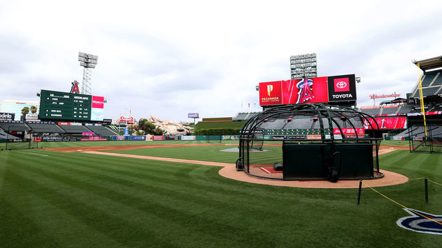 ANAHEIM, CA - SEPTEMBER 27: A general view of Angel Stadium before the game between the Houston Astros and the Los Angeles Angels on Friday, September 27, 2019 in Anaheim, California.