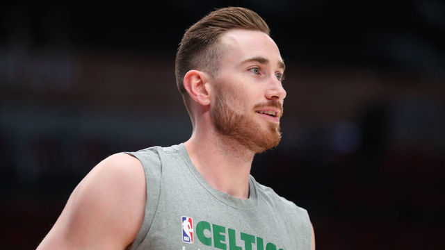 PORTLAND, OREGON - FEBRUARY 25: Gordon Hayward #20 of the Boston Celtics looks on while warming up prior to taking on the Portland Trail Blazers at Moda Center on February 25, 2020 in Portland, Oregon.