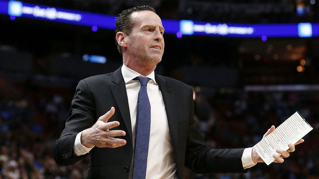 MIAMI, FLORIDA - FEBRUARY 29: Head coach Kenny Atkinson of the Brooklyn Nets reacts against the Miami Heat during the second half at American Airlines Arena on February 29, 2020 in Miami, Florida. NOTE TO USER: User expressly acknowledges and agrees that, by downloading and/or using this photograph, user is consenting to the terms and conditions of the Getty Images License Agreement.