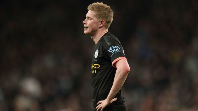 LONDON, ENGLAND - FEBRUARY 02: A dejected Kevin De Bruyne of Manchester City during the Premier League match between Tottenham Hotspur and Manchester City at Tottenham Hotspur Stadium on February 2, 2020 in London, United Kingdom.