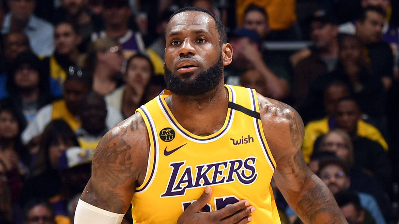 LOS ANGELES, CA - MARCH 6: LeBron James #23 of the Los Angeles Lakers handles the ball during the game against the Milwaukee Bucks on March 6, 2020 at STAPLES Center in Los Angeles, California. NOTE TO USER: User expressly acknowledges and agrees that, by downloading and/or using this Photograph, user is consenting to the terms and conditions of the Getty Images License Agreement. Mandatory Copyright Notice: Copyright 2020 NBAE