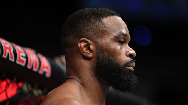 LAS VEGAS, NV - MARCH 02: Tyron Woodley enters the octagon to start his UFC welterweight championship bout during the UFC 235 event at T-Mobile Arena on March 2, 2019 in Las Vegas, Nevada.
