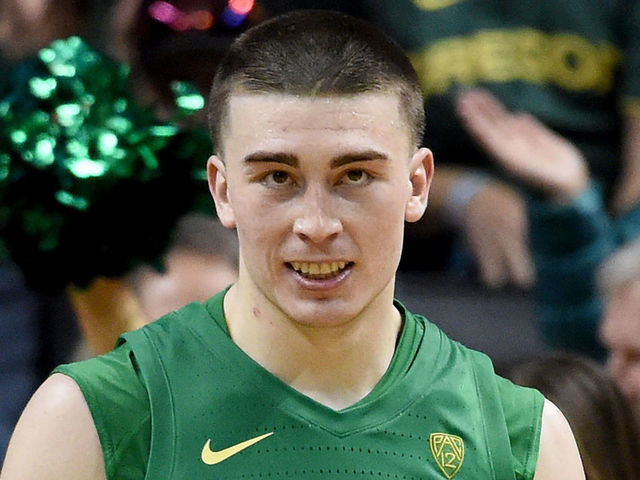 EUGENE, OREGON - MARCH 07: Payton Pritchard #3 of the Oregon Ducks reacts to making a shot during the second half against the Stanford Cardinal at Matthew Knight Arena on March 07, 2020 in Eugene, Oregon. Oregon won 80-67.