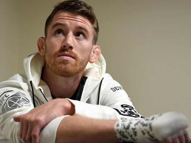 ANAHEIM, CALIFORNIA - AUGUST 17: Cory Sandhagen has his hands wrapped backstage during the UFC 241 event at the Honda Center on August 17, 2019 in Anaheim, California.