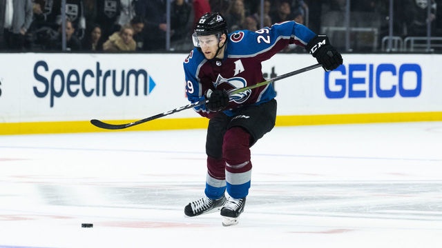 LOS ANGELES, CA - FEBRUARY 22: Colorado Avalanche center Nathan MacKinnon (29) during the NHL regular season game against the Los Angeles Kings on Saturday, Feb. 22, 2020 at Staples Center in Los Angeles, Calif.