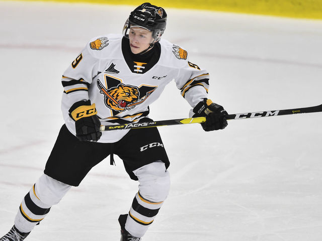 BOISBRIAND, QC - SEPTEMBER 29: Mikhail Abramov #9 of the Victoriaville Tigres skates against the Blainville-Boisbriand Armada at Centre d'Excellence Sports Rousseau on September 29, 2019 in Boisbriand, Quebec, Canada. The Blainville-Boisbriand Armada defeated the Victoriaville Tigre 5-4.