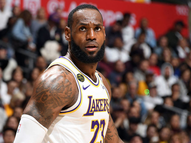LOS ANGELES, CA - MARCH 8: LeBron James #23 of the Los Angeles Lakers looks on during the game against the LA Clippers on March 8, 2020 at STAPLES Center in Los Angeles, California. NOTE TO USER: User expressly acknowledges and agrees that, by downloading and/or using this Photograph, user is consenting to the terms and conditions of the Getty Images License Agreement. Mandatory Copyright Notice: Copyright 2020 NBAE