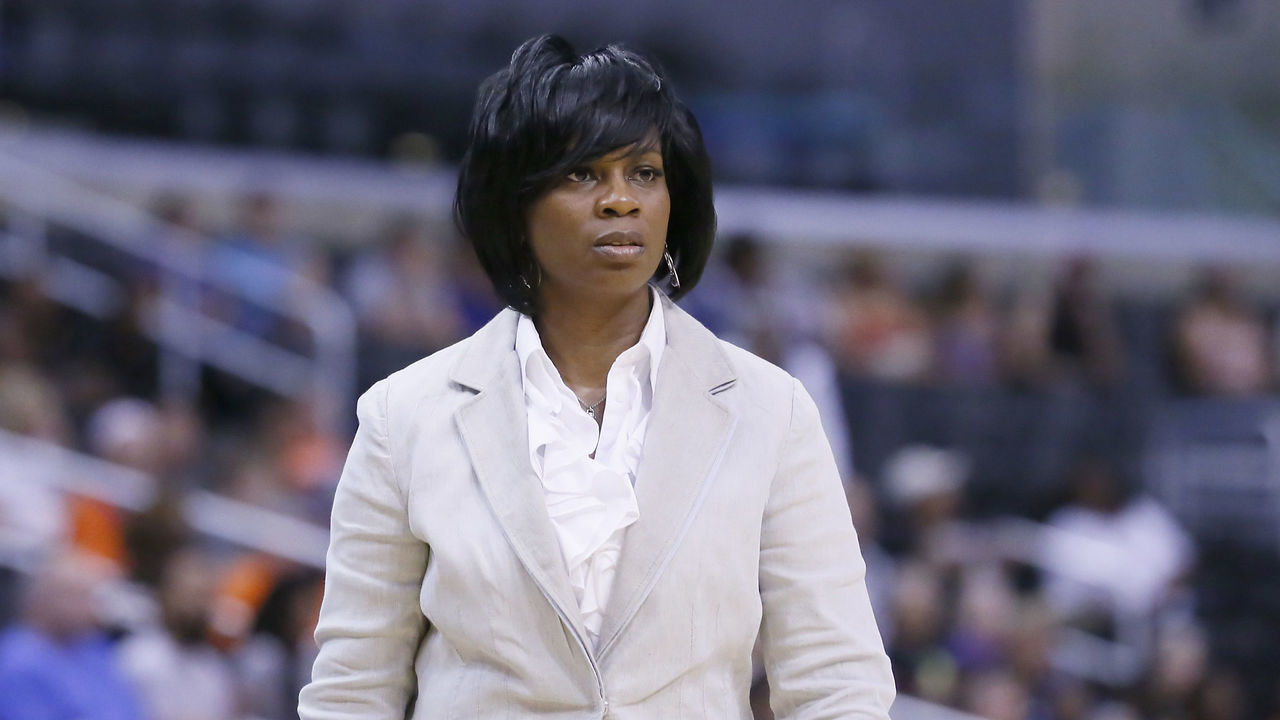 LOS ANGELES, CA - JULY 24: Los Angeles Sparks head coach Penny Toler is seen during the Phoenix Mercury 93-73 victory over the Los Angeles Sparks at the Staples Center on July 24, 2014 in Los Angeles, California.